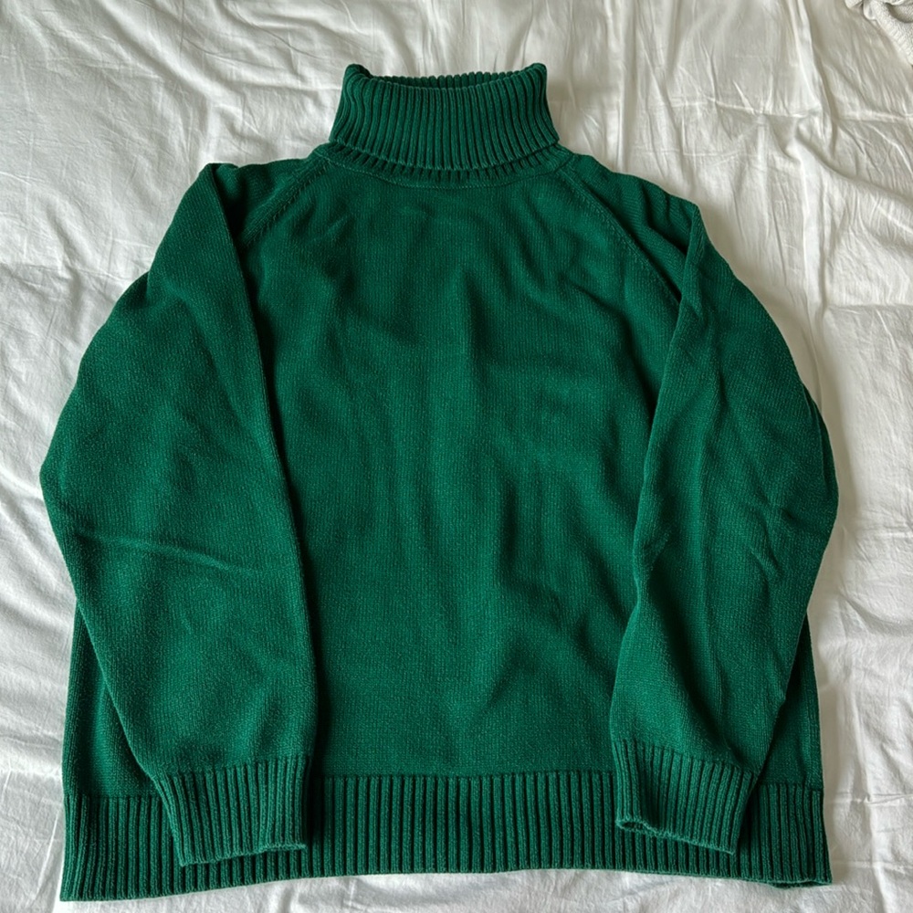 Vintage 100% Cotton Emerald Green Turtleneck Sweater